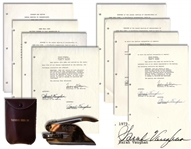 Legendary Jazz Singer Sarah Vaughan Lot of Signed Contracts & Items From Her Company, Including Its Corporate Seal Embosser